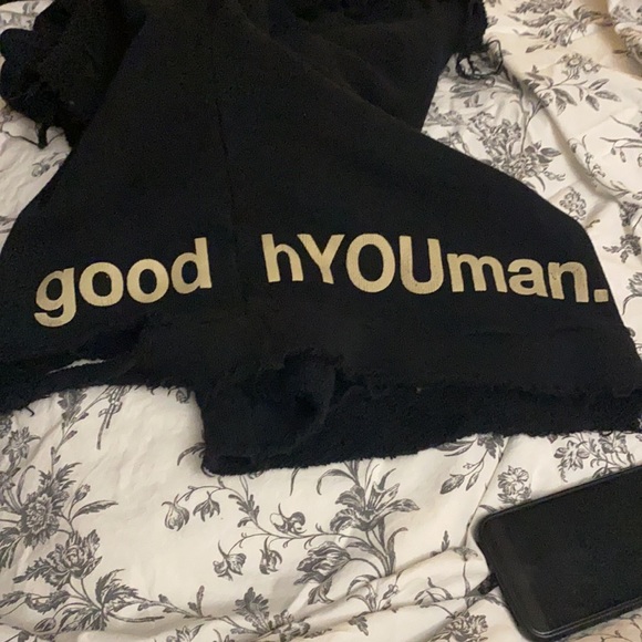 Good hYOUman black large torn style sweater. - Picture 2 of 2